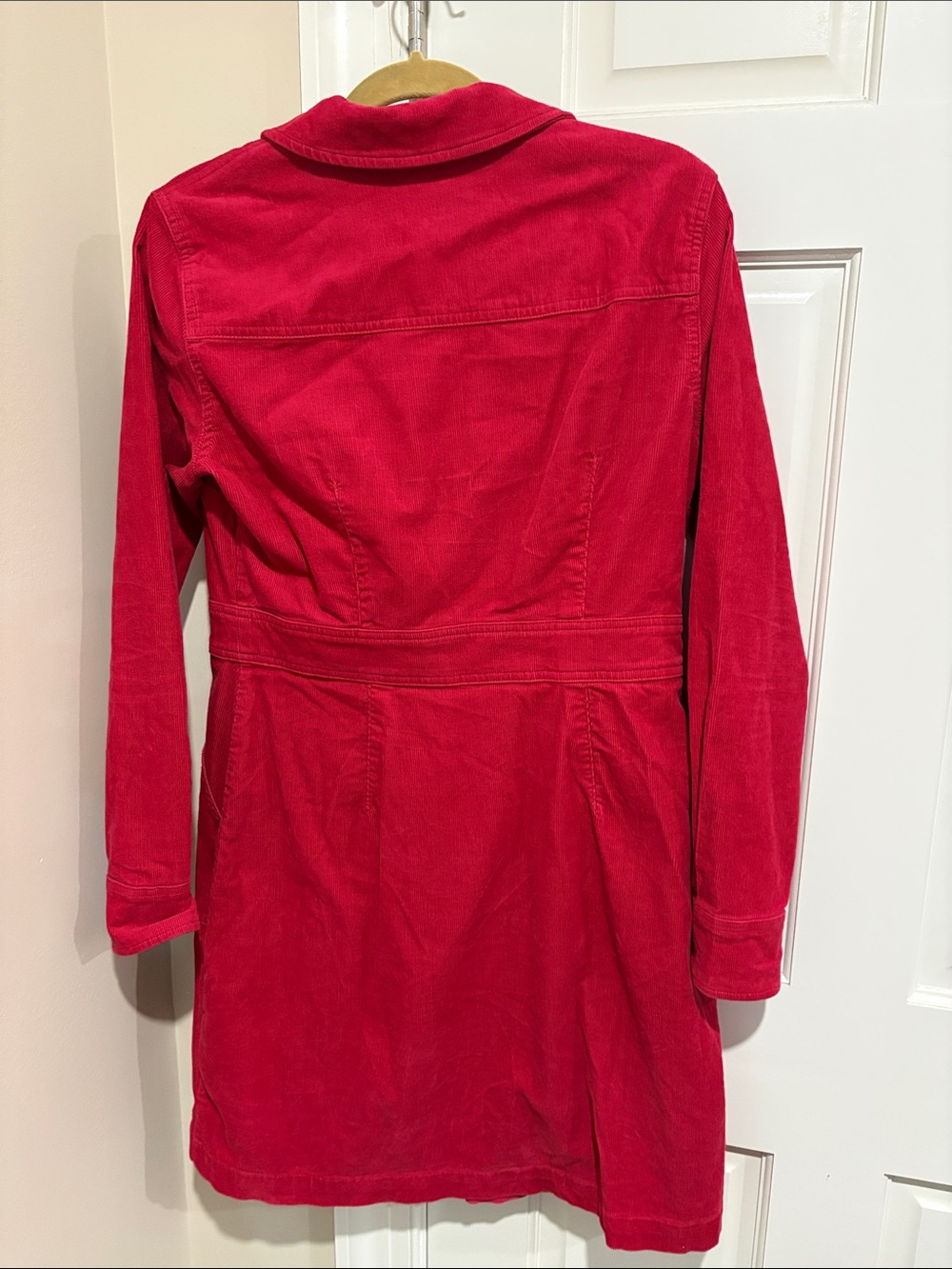 Boden Bright Red Corduroy Button-Front Midi Dress - Picture 2 of 4